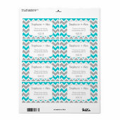 Turquoise Grijze Chevron Waterfles aanpassen! Etiket (Full Sheet)