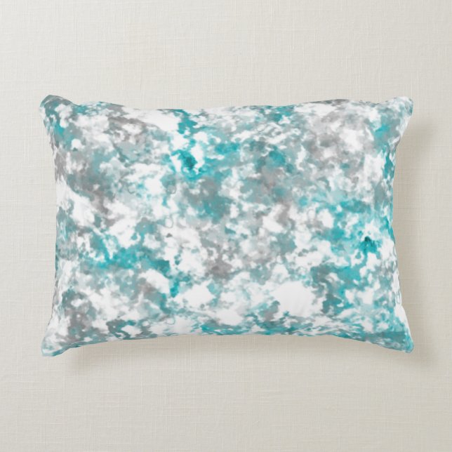 Turquoise grijze en witte marmeren textuur accent kussen (Voorkant)