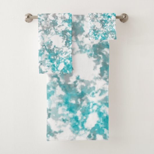 Turquoise grijze en witte marmeren textuur bad handdoek (Insitu)