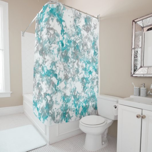 Turquoise grijze en witte marmeren textuur douchegordijn (In situ)