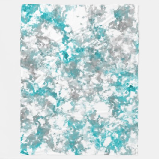 Turquoise grijze en witte marmeren textuur fleece deken (Voorkant)