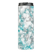 Turquoise grijze en witte marmeren textuur thermosbeker (Achterkant)