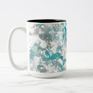 Turquoise grijze en witte marmeren textuur tweekleurige koffiemok