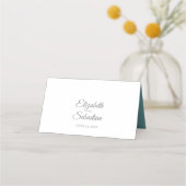 Turquoise & Gris Simple Élégant Mariage Cartes de  (Dos)