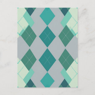 Turquoise Groen Argyle Diamant Patroon Briefkaart
