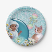 Turquoise groen blauw papieren bordje (Voorkant)