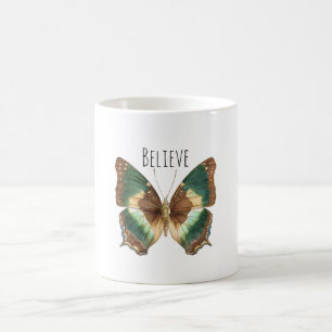 Turquoise Groen Crème Vlinder Koffiemok