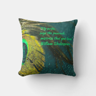 turquoise groen elegante pauw veren Th Kussen