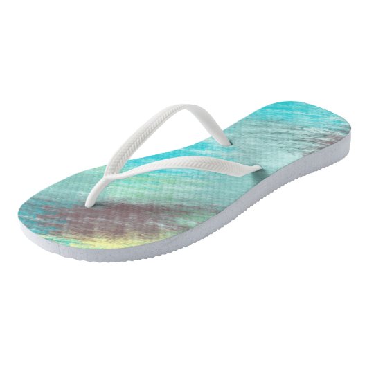 Turquoise, Groen en Mauve Marmer Abstract Teenslippers (Schuin)