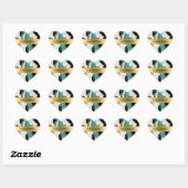 Turquoise Groen Goud Zwart Koeienhuid Bruiloft Hart Sticker (Vel)