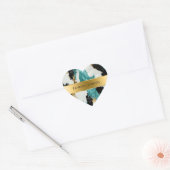 Turquoise Groen Goud Zwart Koeienhuid Bruiloft Hart Sticker (Envelop)