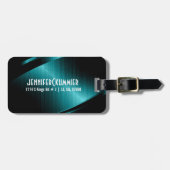 Turquoise groen metallic ontwerp bagagelabel (Voorkant horizontaal)