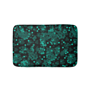 Turquoise groen polka dot patroon op zwart badmat
