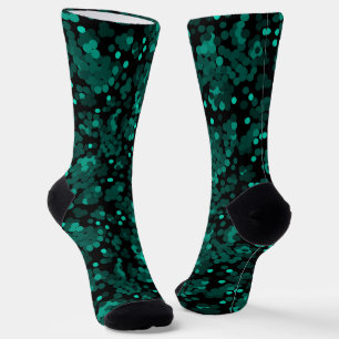 Turquoise groen polka dot patroon op zwart sokken
