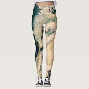 Turquoise Groen Waterverf Kosmisch Sterrenstelsel  Leggings