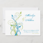 Turquoise groen wit bloemenbruiloft uitnodiging (Voorkant)