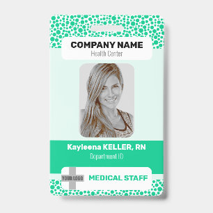 Turquoise Groene Gestippelde Foto Barcode Logo Med Badge