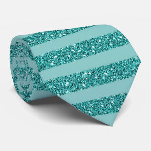 Turquoise Groene Glitter Stijl Horizontale Strepen Stropdas