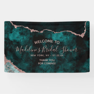 Turquoise Groene Roze Gouden Agaat Bruiloft Feest Spandoek