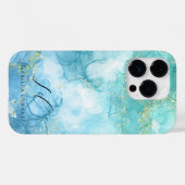 Turquoise Groene waterverf Glitter Case-Mate iPhone Case (Achterkant (horizontaal))