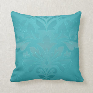 Turquoise Grunge Damask Kussen