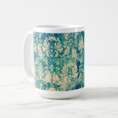 Turquoise Grunge Damask Mok (Voorkant links)