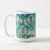 Turquoise Grunge Damask Mok (Links)