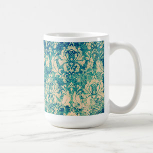 Turquoise Grunge  Damask Mok