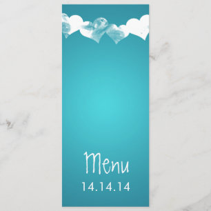 Turquoise grunge de coeurs de menu de mariage