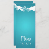 Turquoise grunge de coeurs de menu de mariage (Devant / Derrière)