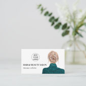 Turquoise haar beauty salon mode illustratie visitekaartje (Staand voorkant)