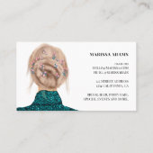 Turquoise haar beauty salon mode illustratie visitekaartje (Achterkant)