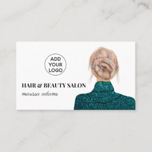 Turquoise haar beauty salon mode illustratie visitekaartje