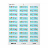Turquoise Happy Birthday Address Label Sticker (Full Sheet)
