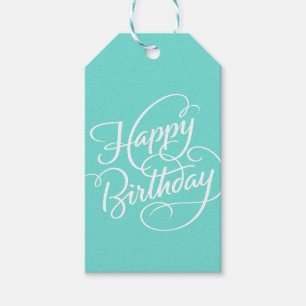 TURQUOISE HAPPY BIRTHDAY   GIFT-LABEL CADEAULABEL