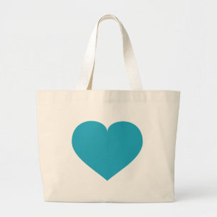 Turquoise hart grote tote bag