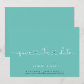 Turquoise Hart Lettertype Save the Date (Voorkant / Achterkant)