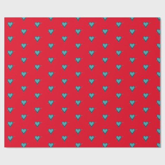 Turquoise Hart & Pijl Cadeaupapier (Vlak)