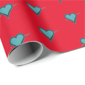 Turquoise Hart & Pijl Cadeaupapier (Rol Hoek)