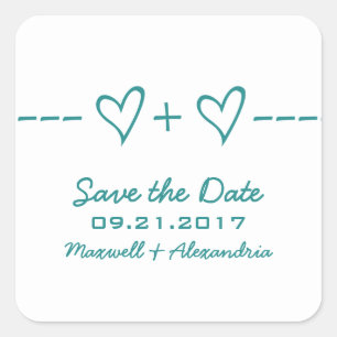 Turquoise Hart Vergelijking Save the Date Stickers