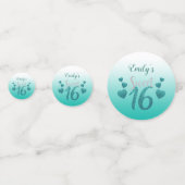 Turquoise harten confetti (Voorkanten)