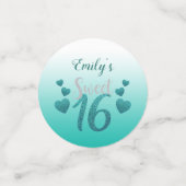 Turquoise harten confetti (Kleine voorkant)