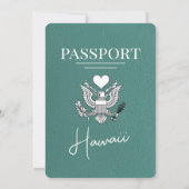 Turquoise Hawaii Passport bruiloft uitnodiging (Achterkant)