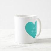 Turquoise Heart Contemporary Monogram Mok (Voorkant rechts)