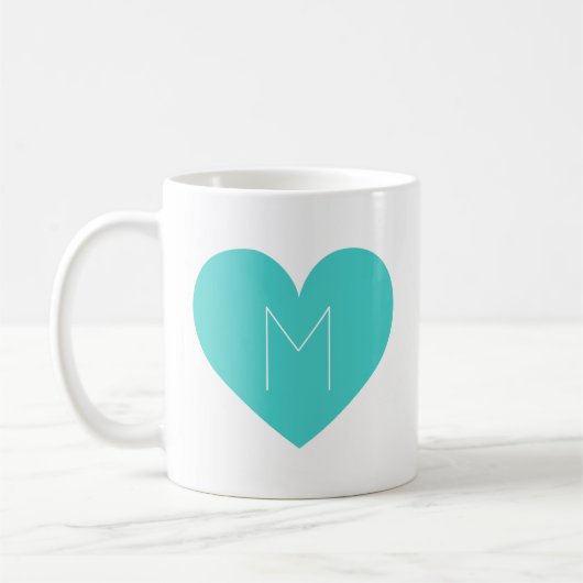 Turquoise Heart Contemporary Monogram Mok (Links)