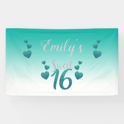 Turquoise Hearts and Numbers Spandoek (Horizontaal)