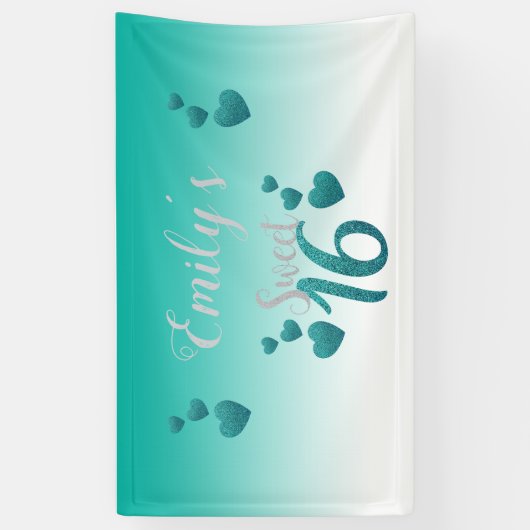 Turquoise Hearts and Numbers Spandoek (Verticaal)