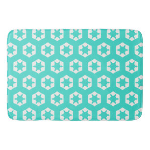 Turquoise hexagon honingraat starflake patroon badmat