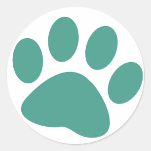 Turquoise Hond Dierenpootafdruk Ronde Sticker