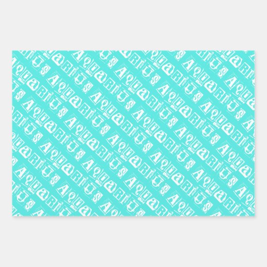 Turquoise Horoscope Star Sign Birthday Aquarius Inpakpapier Vel (Voorkant 3)